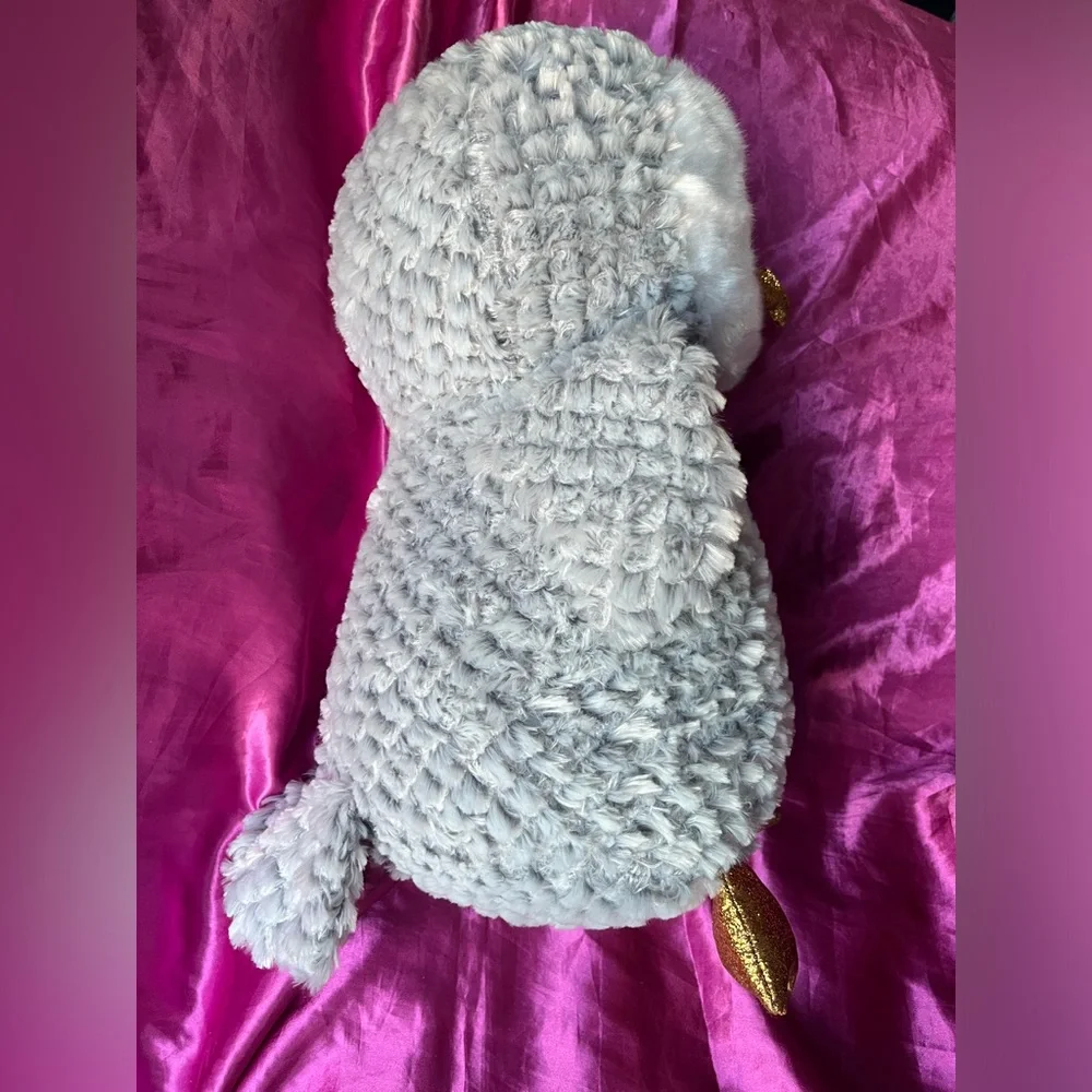 Ty Beanie Boo’s Owlette The Owl, 18” Large Plush Stuffed Animal Gray Gold NWT